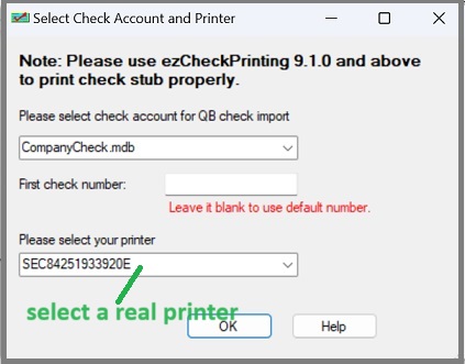 check account and printer